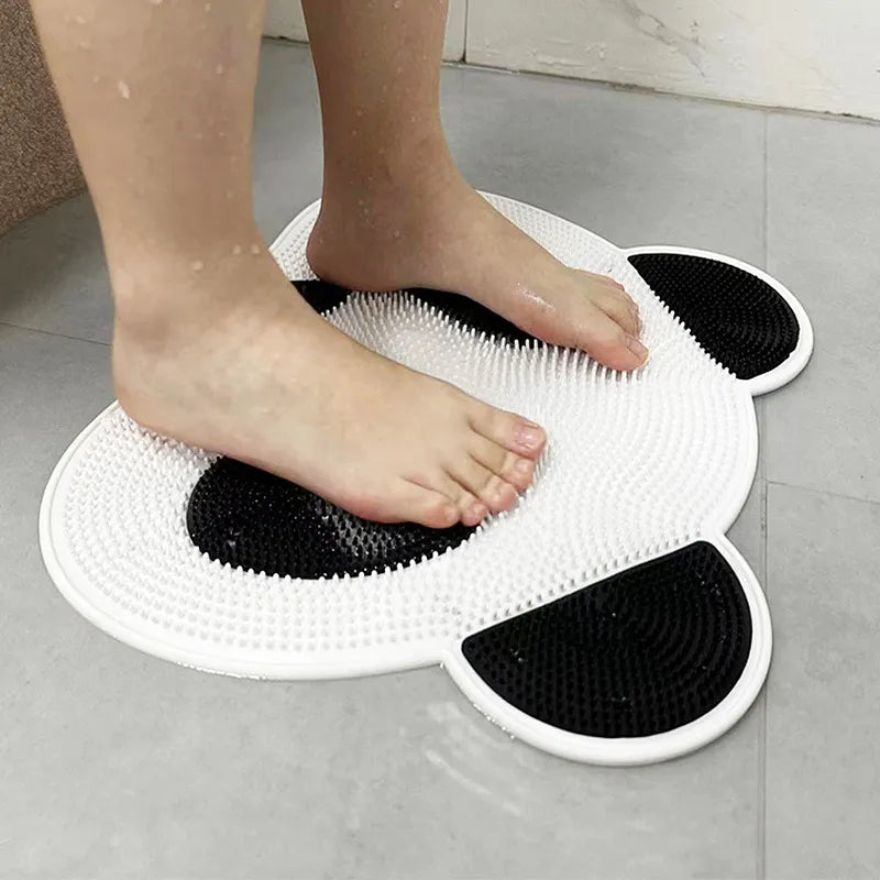 InstaRelief*Panda Silicone Massage Pad Bathroom Anti-Skid Pad Shower Back Rub Bath Tool Foot Wash Dead Skin Removal Shower Room Floor Mat